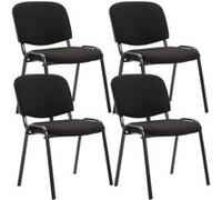Lot de 4 chaises visiteur Ken en tissu , Noir Noir G
