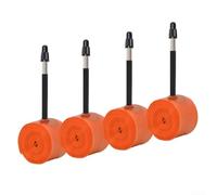Lot de 4 chambres à air ultra légères 700C 35 g pour pneus 23C 25C 26C 28C 30C 32C avec valve en métal renforcée FV45 FV60 FV80 compatible avec jantes et freins à disque, orange (FV85)