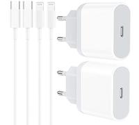 Lot de 4 chargeurs de Rechange Rapides 20 W pour iPhone 14 13 12 11 Pro Max Plus Mini SE XS XR X 8 7 6, AirPods, iPad, câble et Prise USB C Rapide Charge 3FT tête Murale Courant Chargeur