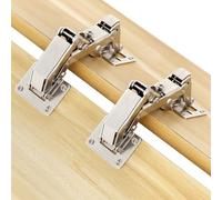 Lot de 4 charnières de porte d'armoire à 175 degrés - Charnières à fermeture douce sans cadre avec vis - Tampon hydraulique caché - Charnières de montage réglables pour porte pliante d'angle de