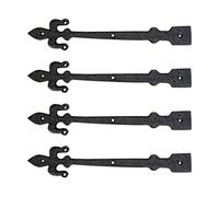 Lot de 4 charnières décoratives en fer noir Fleur de lys 30,5 cm de long