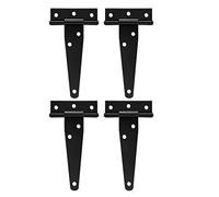 Lot de 4 charnières en T noires de 15,2 cm pour portail de grange - Charnières robustes à sangle en T - Charnière en métal avec vis