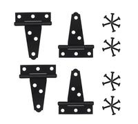 Lot de 4 charnières en T robustes en fer forgé pour porte de jardin, portail extérieur de rechange pour portail en bois et porte d'abri de jardin antirouille