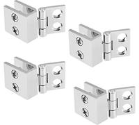 lot de 4 charnières en verre 0 degré | Support de charnière de porte de douche | 5-8mm Ferrure de porte en verre | Charnière en verre à roulement à billes | Pince de porte en verre [sans perçage] - Co
