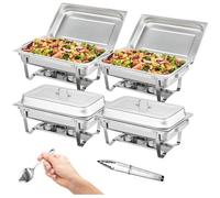 VEVOR Lot 6 Chauffe-Plats Buffet Chauffant 2,4,6 Bacs de 7,5 L Inox Alimentaire