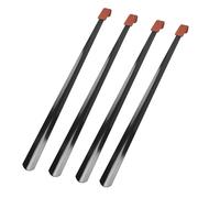 lot de 4 chausse-pieds de 80cm en acier inoxydable avec poignée en similicuir, chausse-pied extra long en noir, chausse-pied en métal, modèle solide, chausse-pied métallique stylé