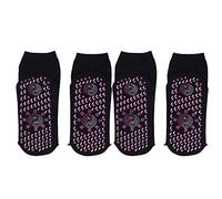Lot de 4 chaussettes auto-chauffantes en coton respirant, design tourmaline, chaussettes chauffantes chaudes pour l'hiver, universelles (Noir)