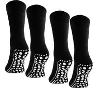 lot de 4 chaussettes BRUBAKER ABS Home Socks Chaussettes d'arrêt unisexes - Semelle antidérapante - Noir - 47/50