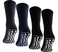lot de 4 chaussettes BRUBAKER ABS Home Socks Chaussettes de sécurité unisexes - Semelle antidérapante - 2Schw 1Grau 1Blue - 47/50