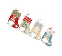 Lot de 4 chaussettes de Noël à suspendre avec joli ornement pour décoration d'arbre de Noël, fête de vacances, décoration d'intérieur, fête de famille