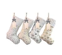 Lot de 4 chaussettes de Noël festives 4 pièces accessoires suspendus collection de bas de Noël pour la maison porte signe cadeau