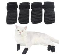 Lot de 4 chaussons pour chat - Moufles pour éviter les rayures - Chaussures en maille respirante réglables - Convient pour le bain, l'alimentation et la coupe des ongles - Taille M - Noir