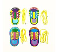 Lot de 4 chaussures d'apprentissage en carton (18 x 10 cm) avec lacets pour favoriser la motricité et l'autonomie des enfants