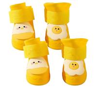 Lot de 4 chaussures imperméables pour chien - Nourriture résistante à l'eau - Bottes pour chien - Pour la pluie et la neige en silicone - Chiens mignons en 3D étanches 3D - Antidérapantes - Pour