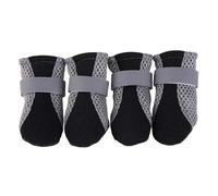 Lot de 4 chaussures pour chien en maille respirante avec semelles antidérapantes - Sangles réglables - Bottes pour petits chiens, protection des pattes en toutes saisons (noir, taille M)