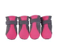Lot de 4 chaussures pour chien en maille respirante avec semelles antidérapantes - Sangles réglables - Bottes pour petits chiens, protection des pattes en toutes saisons (rose, taille M)