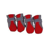 Lot de 4 chaussures pour chien en maille respirante avec semelles antidérapantes - Sangles réglables - Bottes pour petits chiens, protection des pattes en toutes saisons (rouge, taille L)