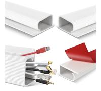 Lot de 4 chemins de câbles de bureau, chemins de câbles blancs, bande adhésive pour câbles sous le bureau, pour PC, TV, câbles