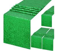 Lot de 4 chemins de Table à Paillettes Vertes 30,5 x 183 cm pour Mariage, Anniversaire, fiançailles, Saint-Patrick, Salle à Manger, Noël, décorations de Table