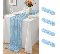 Lot de 4 chemins de Table en étamine Bleu Ciel de 55 x 300 cm,chemins de Table en Gaze Semi Transparente,Chemin de Table en Tissu en Tissu à Fromage en Vrac pour Mariage