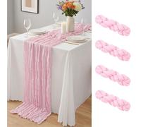 Lot de 4 chemins de Table en étamine Rose Clair de 55 x 300 cm,chemins de Table en Gaze Semi Transparente,Chemin de Table en Tissu en Tissu à Fromage en Vrac pour Mariage