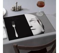 Lot de 4 chemins de table Motif masque blanc partiellement obscurci par l'obscurité