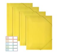 Lot de 4 Chemises à Élastiques,Classeur Plastique A4 avec Élastique Pochettes Plastiques pour Documents Au Format A4 Classeur Élastique pour École Bureau Famille Maison (Jaune)