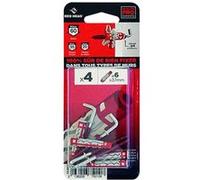 Lot de 4 chevilles et gonds couleur RED HEAD, Diam.6 mm x L.37 mm G