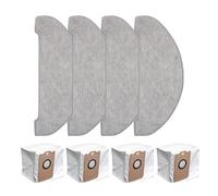 Lot De 4 Chiffons De Vadrouille En Microfibre Et 4 Sacs À Poussière Non Tissés De Grande Capacité, Compatibles Avec Vexilar, Accessoires For Aspirateur Robot W11/W7