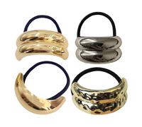 Lot de 4 chouchous à cheveux avec extrémités en métal, élastiques géométriques dorés, porte-chouchous en métal, support pour bagues de manchette pour accessoires