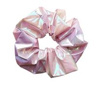 Lot de 4 chouchous à cheveux en tissu laser dégradé de couleur gros intestin élastiques élastiques pour queue de cheval pour femme - Support de queue de cheval - Bijou de cheveux - Rose