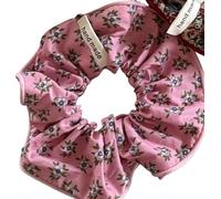 Lot de 4 chouchous à motif floral à carreaux pour cheveux avec nœud en ruban pour queue de cheval