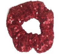 Lot de 4 chouchous à paillettes, scintillants, élastiques à paillettes, élastiques à paillettes, pour queue de cheval tendance, pour cheveux longs, fins ou bouclés, rouge