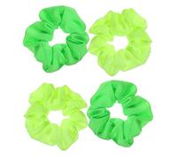 Lot de 4 chouchous classiques verts fluo pour cheveux avec élastiques pour queue de cheval pour femmes et filles des années 80