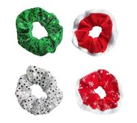 Lot de 4 chouchous de Noël pour femme, élastiques à paillettes en velours pour cheveux, accessoires de cheveux de Noël, élastiques doux pour queue de cheval, cadeaux de fête de Noël