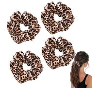 Lot de 4 chouchous en velours pour femmes et filles (motif léopard)