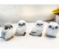 Lot de 4 chouettes décoratives blanches à suspendre pour sapin de Noël en fausse fourrure pour décoration de fête à la maison