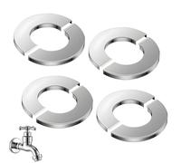 Lot de 4 Chromées Rosasse Ouvrante Robinetterie, 26 mm Inner Diameter Cache-Tuyaux en Acier Inoxydable Divisés en Deux Parties pour Protection des Tuyaux Tuyau de Douche Cuisine Salle de Bain