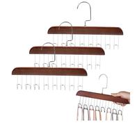 Lot de 4 cintres en bois antidérapants pour ceinture, cravates, écharpes, soutien-gorge, camisoles (marron foncé)