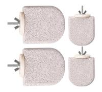 Lot de 4 cintres pour cages à perroquets - Bâtons de meulage en pierre de lave - Support durable givré pour oiseaux avec fermetures métalliques pour couper le bec, prendre soin des griffes et se