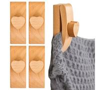 Lot de 4 cintres pour tapisserie, en forme de cœur, robustes, pour affichage mural, pince réglable, crochets muraux en bois pour une utilisation épaisse et fine, décoration intérieure pour la maison