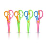 Lot de 4 ciseaux Playdoh en plastique pour enfants avec pointe émoussée | Design anti-pincement, sans danger pour les petites mains (4 couleurs)