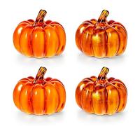 Lot de 4 citrouilles décoratives d'automne - Décoration d'Halloween avec lumière LED - Lanterne citrouille LED - Décoration d'automne pour Halloween, Thanksgiving, décoration de table d'automne
