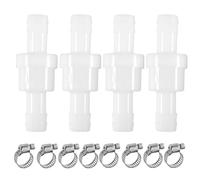 Lot de 4 clapets anti-retour 10 mm en plastique avec 8 bandes de serrage, clapet anti-retour en ligne pour eau, carburant, gaz, liquide, air, machine à laver, sèche-linge à condensation
