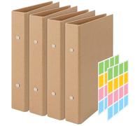 Lot de 4 classeurs à anneaux A5 rechargeables en papier kraft avec 2 anneaux DIY A5 Simplicité en papier kraft Classeur à anneaux A5 pour carnet de voyage, livres d'affaires, bureaux - 17,5 x 23,5 cm
