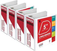 Lot de 4 classeurs professionnels à 3 anneaux, anneaux en D de 12,7 cm, chemises de présentation pour pages standard de 21,6 x 27,9 cm avec pochettes, vue cristalline, blanc