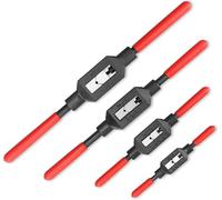 Lot de 4 Clés à Taraud Réglables, Porte-Tarauds avec Poignée Antidérapante en Plastique, Ensemble d’Outils pour Taraudage et Alésage Manuel, Compatible avec Tarauds UNC UNF Métriques de 1/16'' à 3/4''