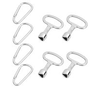 Lot de 4 clés triangulaires, clés triangulaires avec mousqueton, pour poubelle à ordures, en métal, clé à douille, robinet triangulaire, clé universelle, pour boîte électrique, gaz, eau, compteur