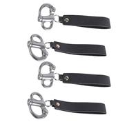 Lot de 4 clips à dégagement rapide en acier avec sangles en cuir - Manille à ressort robuste pour randonnée et voile - Poignée en cuir - Clip à dégagement rapide