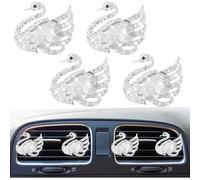 Lot de 4 clips à strass pour grille d'aération de voiture, diffuseur de désodorisant pour voiture, accessoire de décoration d'intérieur de voiture pour femme (blanc)